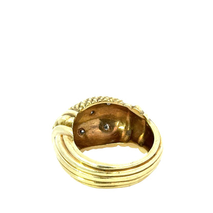 Judith Ripka 18K Gold Diamond Textured Dome Ring