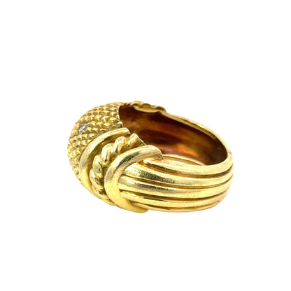 Judith Ripka 18K Gold Diamond Textured Dome Ring