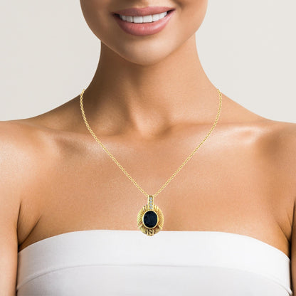 Judith Ripka 18K Yellow Gold Carved Onyx Pendant with Diamond Accents