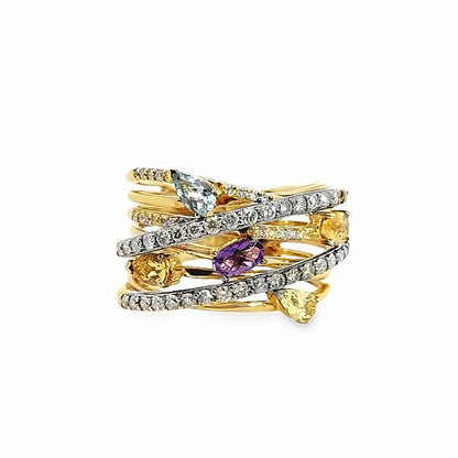 Le Vian 14K Yellow Gold Multi Band and Multi Colored Ring
