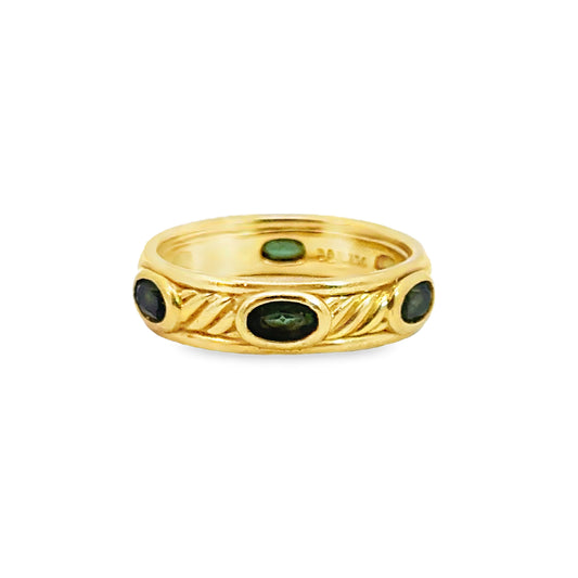David Yurman 18K Yellow Gold Green Peridot Eternity Band