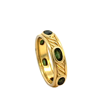 David Yurman 18K Yellow Gold Green Peridot Eternity Band