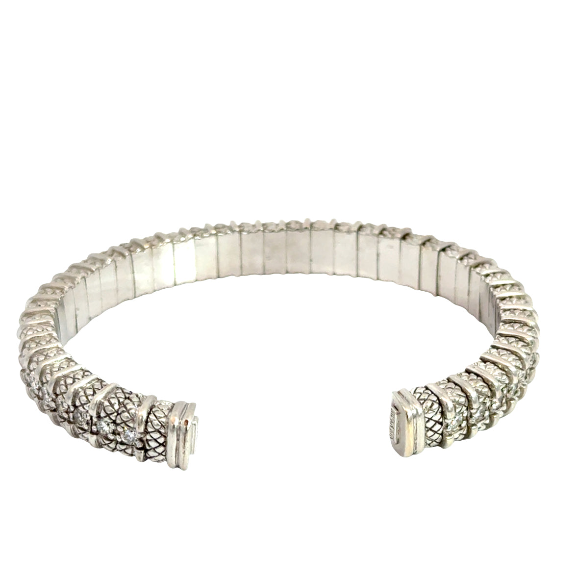18K White Gold Judith Ripka Signature Diamond Bangle
