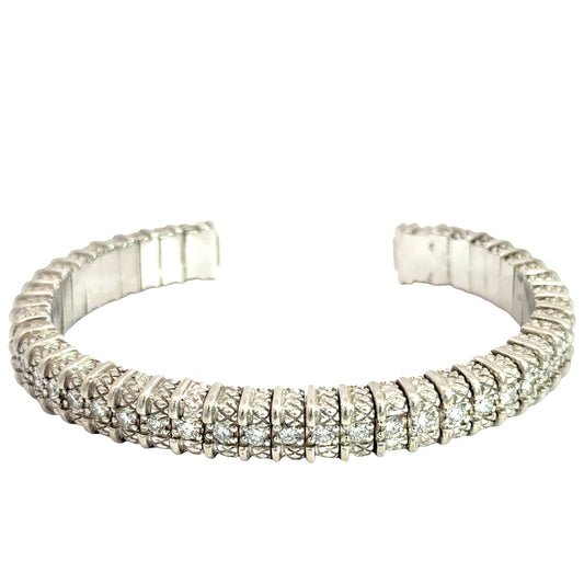 18K White Gold Judith Ripka Signature Diamond Bangle
