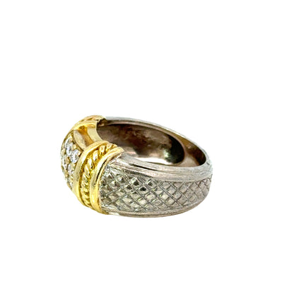 Judith Ripka Sterling Silver Ring with 18K Gold Detailing & Diamonds