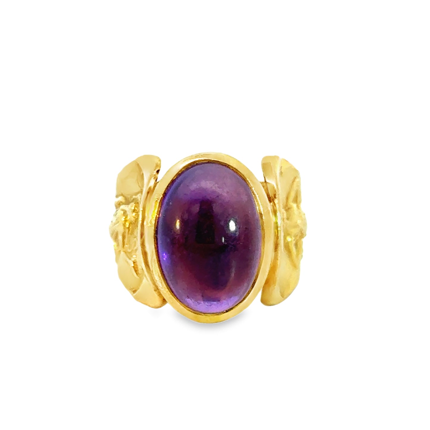 Athena 18K Yellow Gold Ring with Amethyst & Mythological Figures