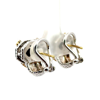 Judith Ripka Sterling & 18K Gold Black Onyx Diamond Earrings