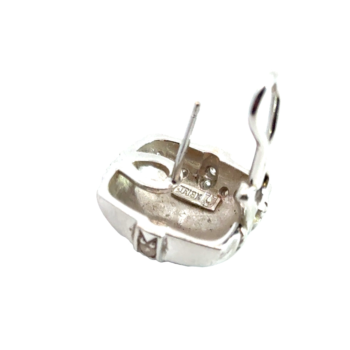 18K White Gold Judith Ripka Basket-Weave Diamond Earrings