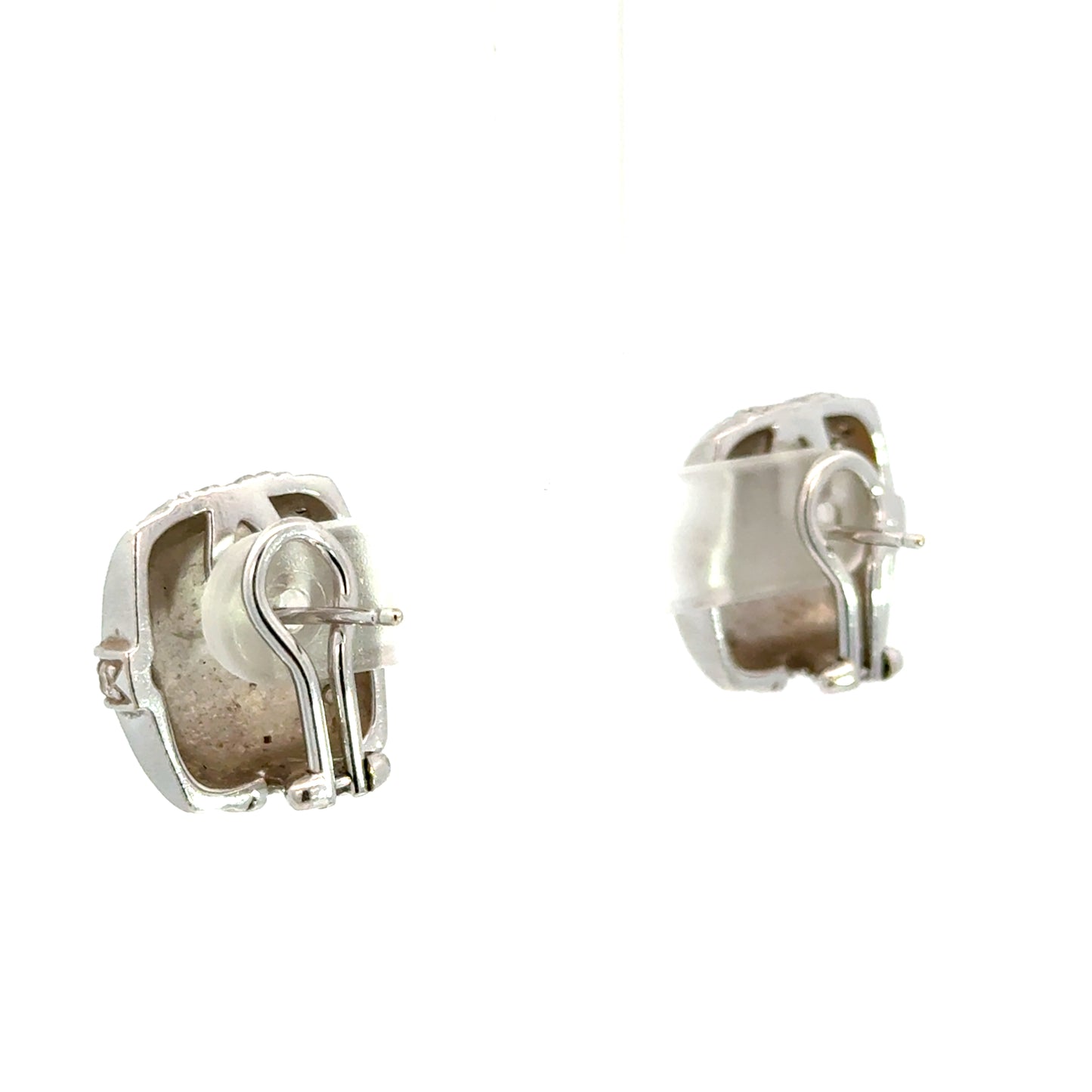 18K White Gold Judith Ripka Basket-Weave Diamond Earrings