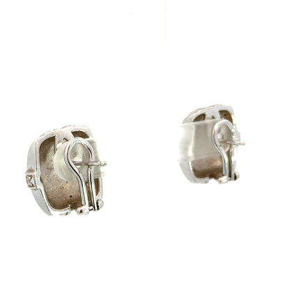 18K White Gold Judith Ripka Basket-Weave Diamond Earrings