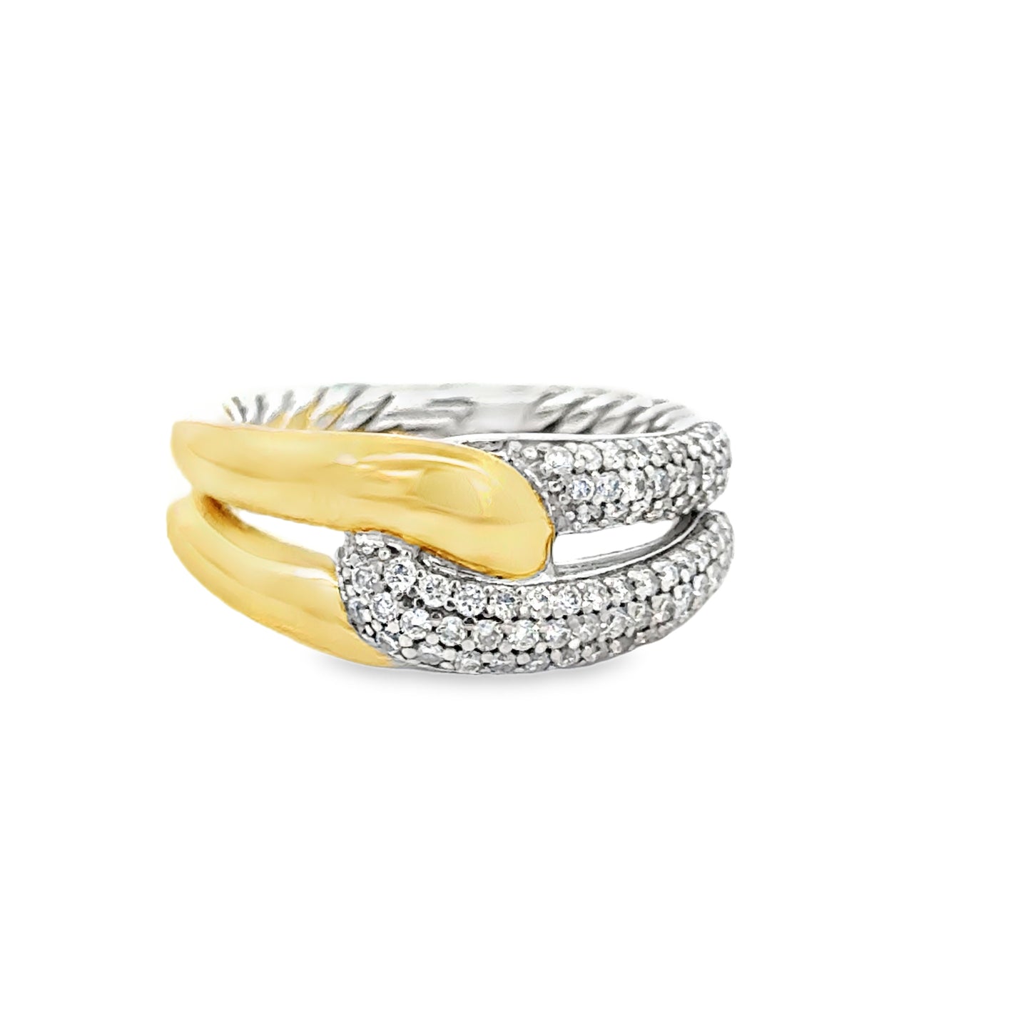 David Yurman Sterling Silver & 18K Gold Diamond Labyrinth Ring
