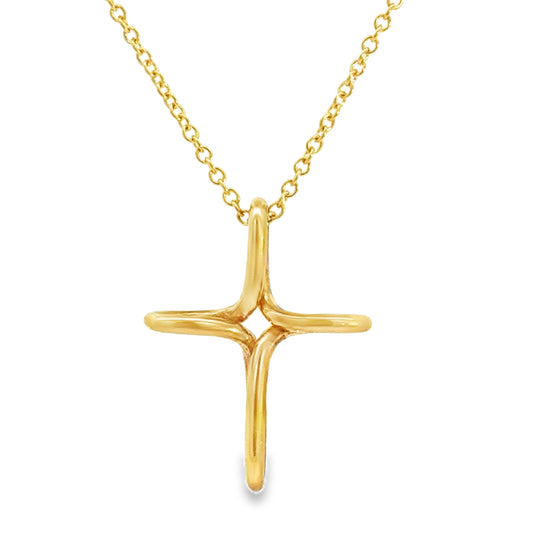 Tiffany & Co. Elsa Peretti Cross Pendant Necklace – 18K Yellow Gold, 16”