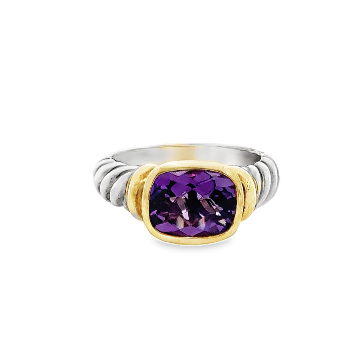 David Yurman 14K Yellow Gold/Silver Amethyst Ring