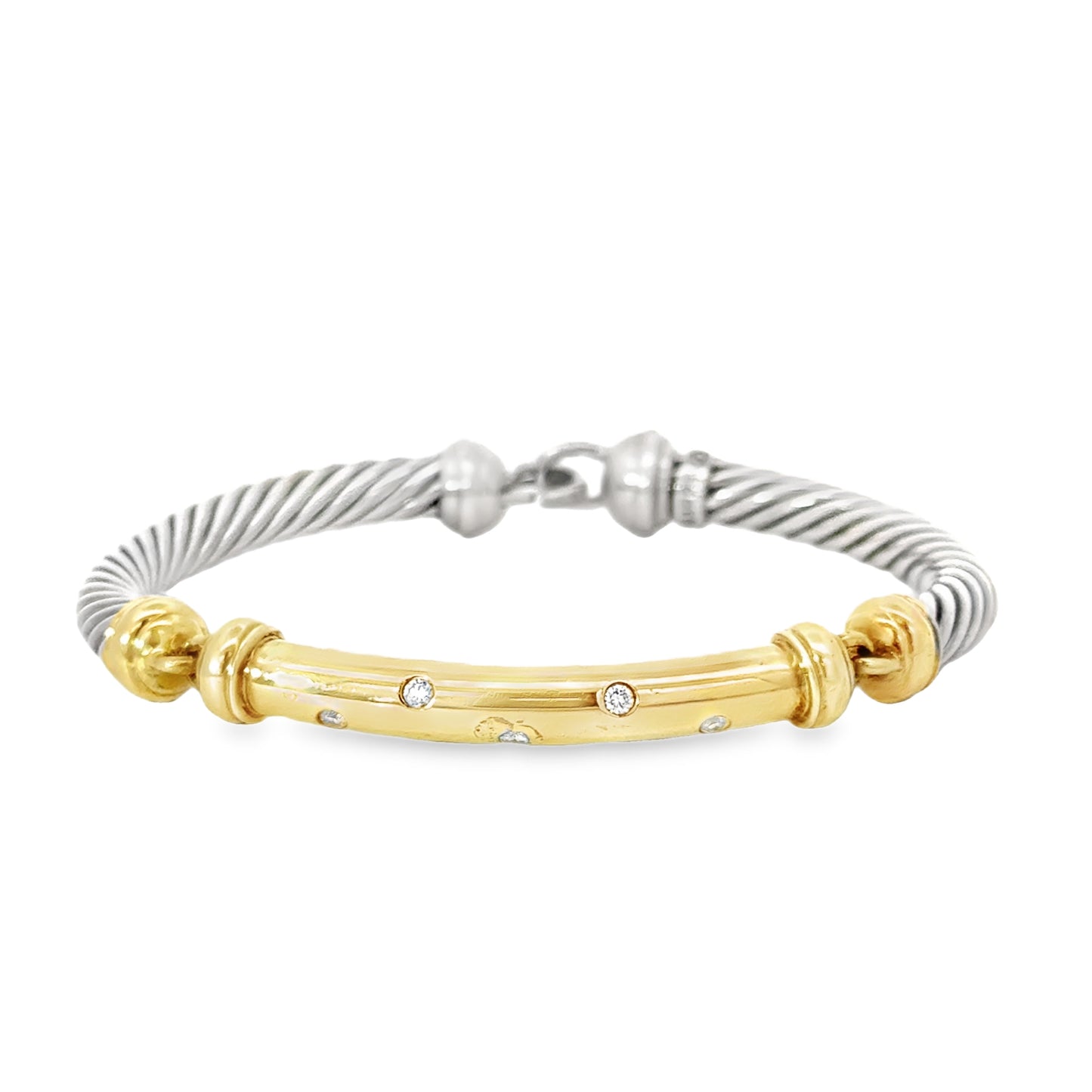 David Yurman Two-Tone & Diamond Hinged Bangle