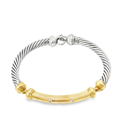 David Yurman Two-Tone & Diamond Hinged Bangle