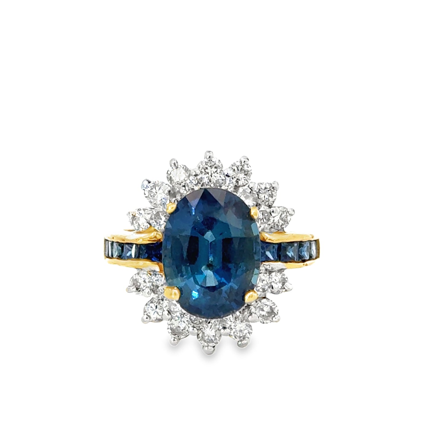Le Vian 14K Yellow Gold Sapphire & Diamond Halo Cocktail Ring