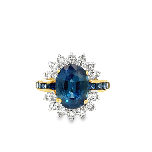 Le Vian 14K Yellow Gold Sapphire & Diamond Halo Cocktail Ring