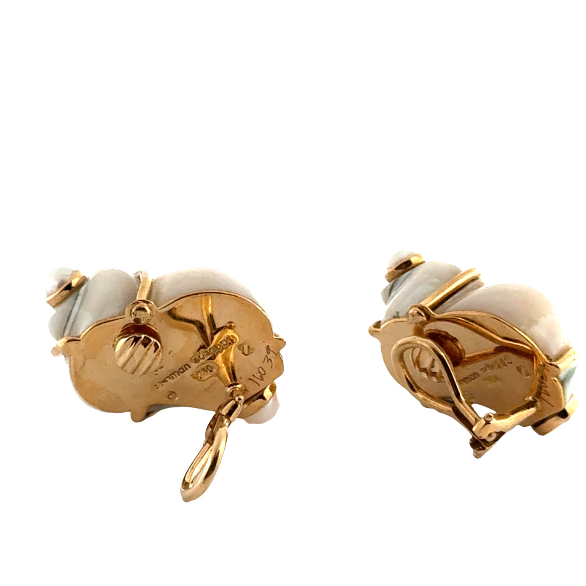 Seaman Schepps Turbo Shell Earrings in 18K Yellow Gold