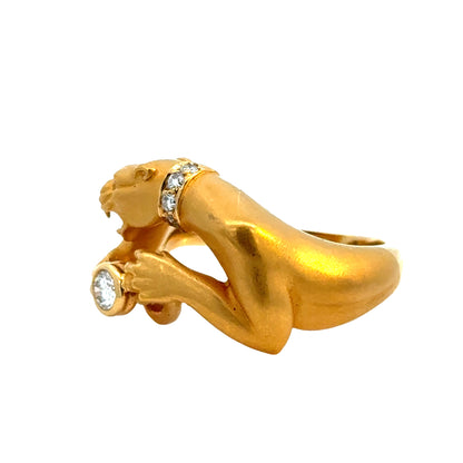 Carrera y Carrera Sculpted Panther Ring, 18K Gold, Diamond & Ruby Accents