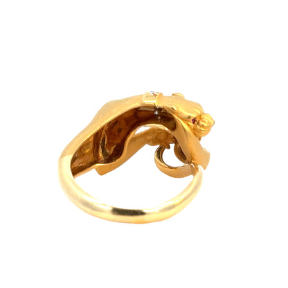 Carrera y Carrera Sculpted Panther Ring, 18K Gold, Diamond & Ruby Accents