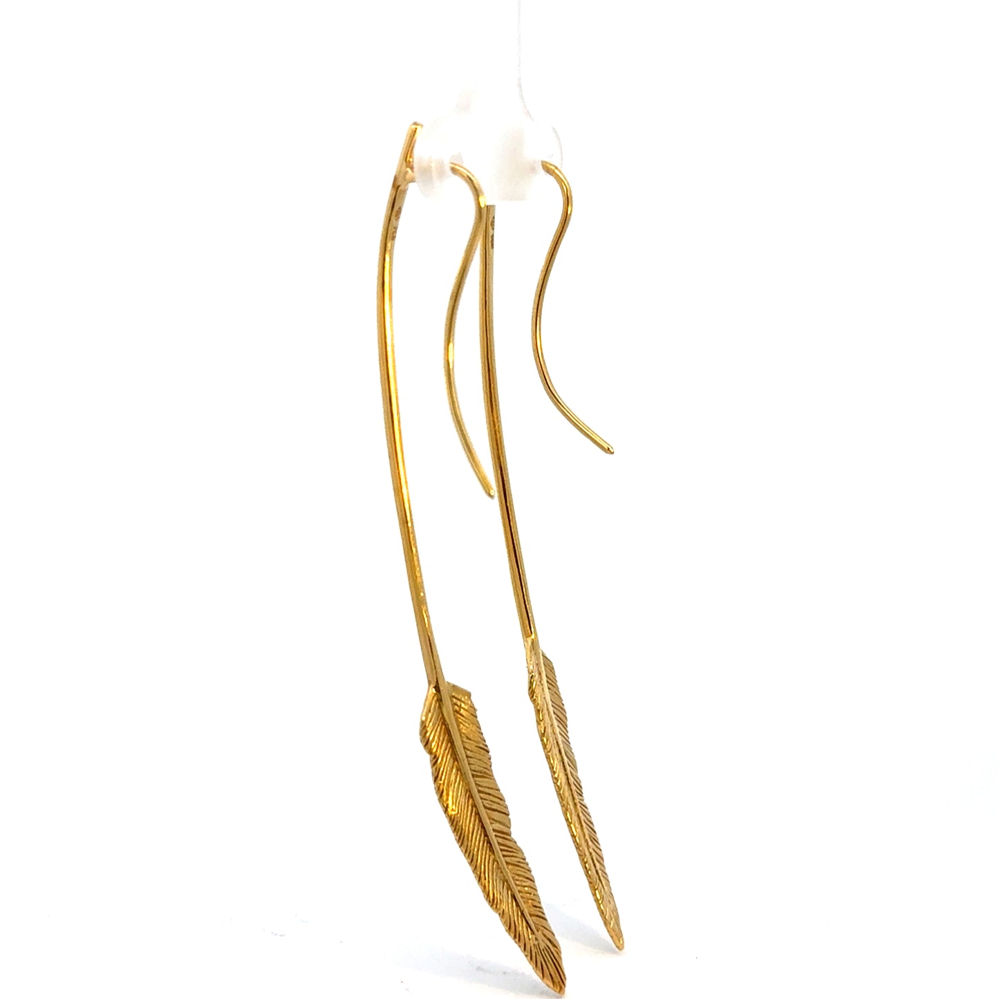 H.Stern 18K Yellow Gold Feather Motif Earrings