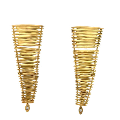 H. Stern 18K Sculptural Gold & Diamond Earrings
