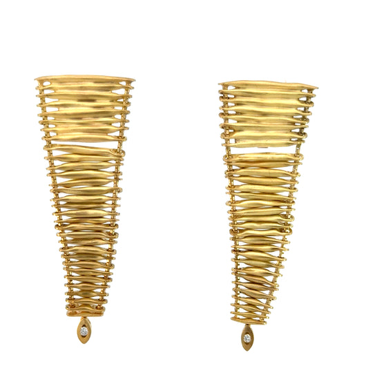 H. Stern 18K Sculptural Gold & Diamond Earrings