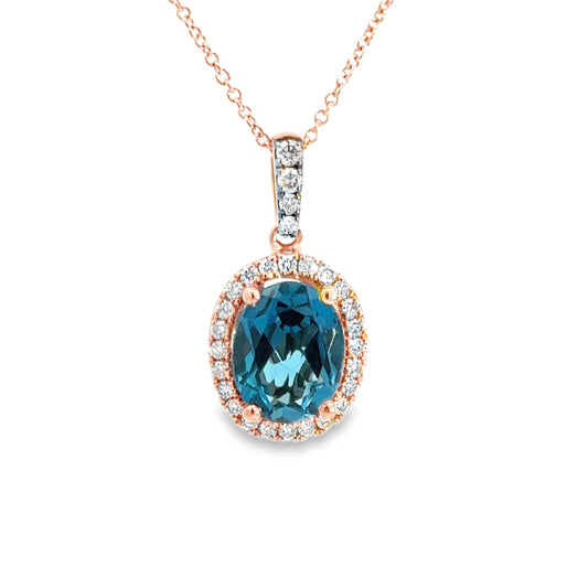 Le Vian 14K Rose Gold Blue Topaz & Diamond Pendant