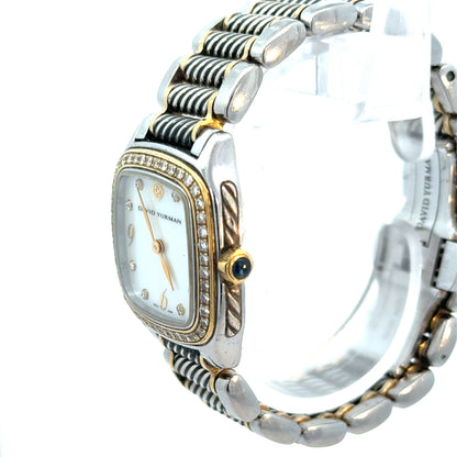 David Yurman Stainless Steel, Sterling Silver & 18K Yellow Gold Diamond Bezel Watch – Mother-of-Pearl Dial