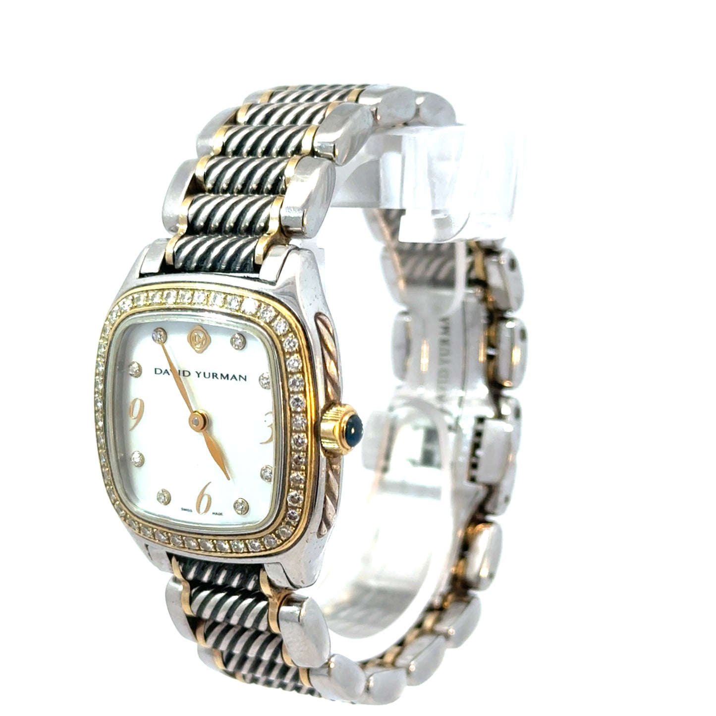 David Yurman Stainless Steel, Sterling Silver & 18K Yellow Gold Diamond Bezel Watch – Mother-of-Pearl Dial