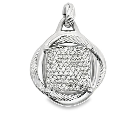 David Yurman Infinity Pendant Necklace Sterling Silver & Diamonds
