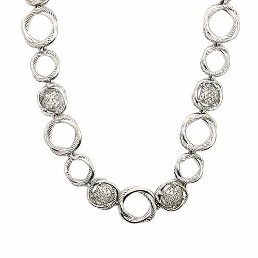 David Yurman Infinity Link Diamond Necklace in Sterling Silver