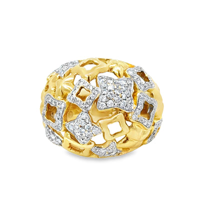 David Yurman 18K Yellow Gold Diamond Quatrefoil Statement Ring