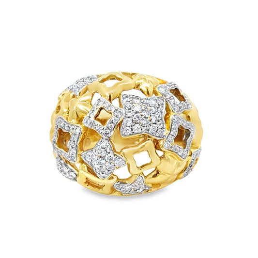 David Yurman 18K Yellow Gold Diamond Quatrefoil Statement Ring