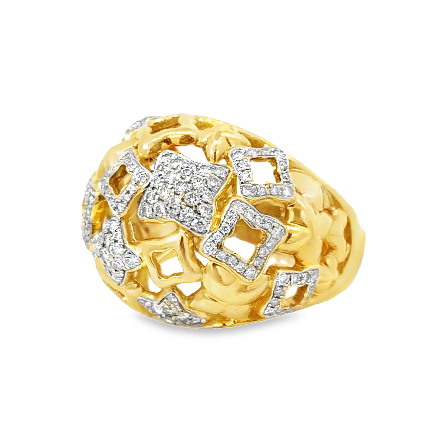 David Yurman 18K Yellow Gold Diamond Quatrefoil Statement Ring