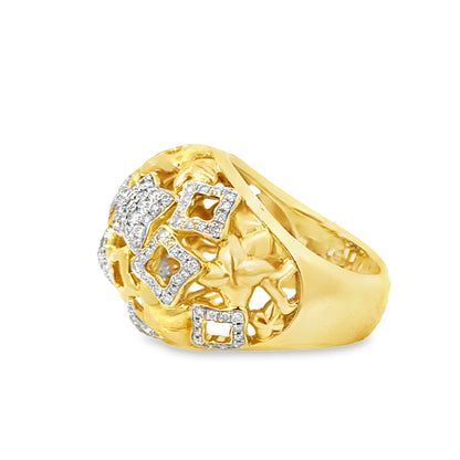 David Yurman 18K Yellow Gold Diamond Quatrefoil Statement Ring