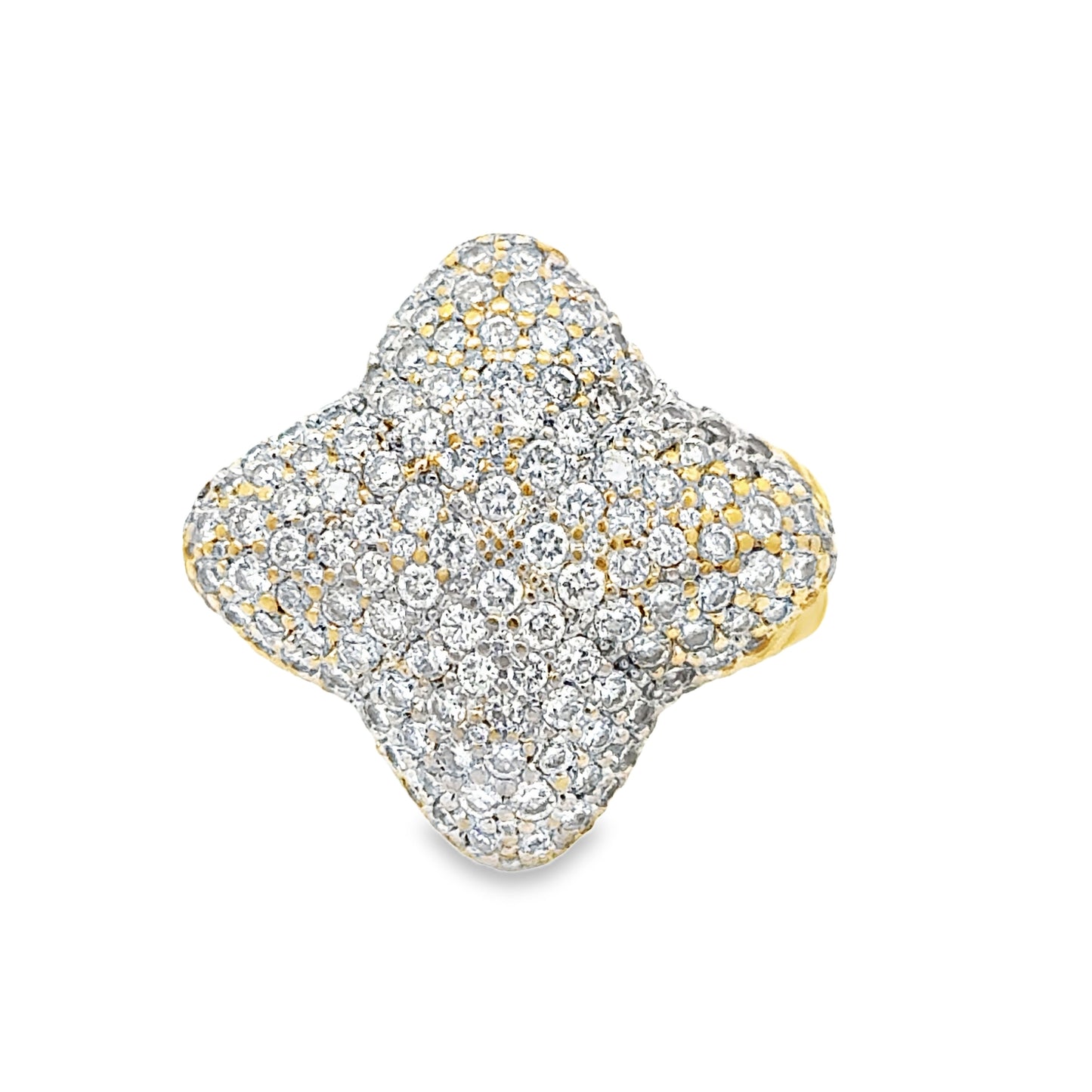 David Yurman 18K Gold Pavé Diamond Ring – Quatrefoil Design