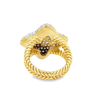 David Yurman 18K Gold Pavé Diamond Ring – Quatrefoil Design