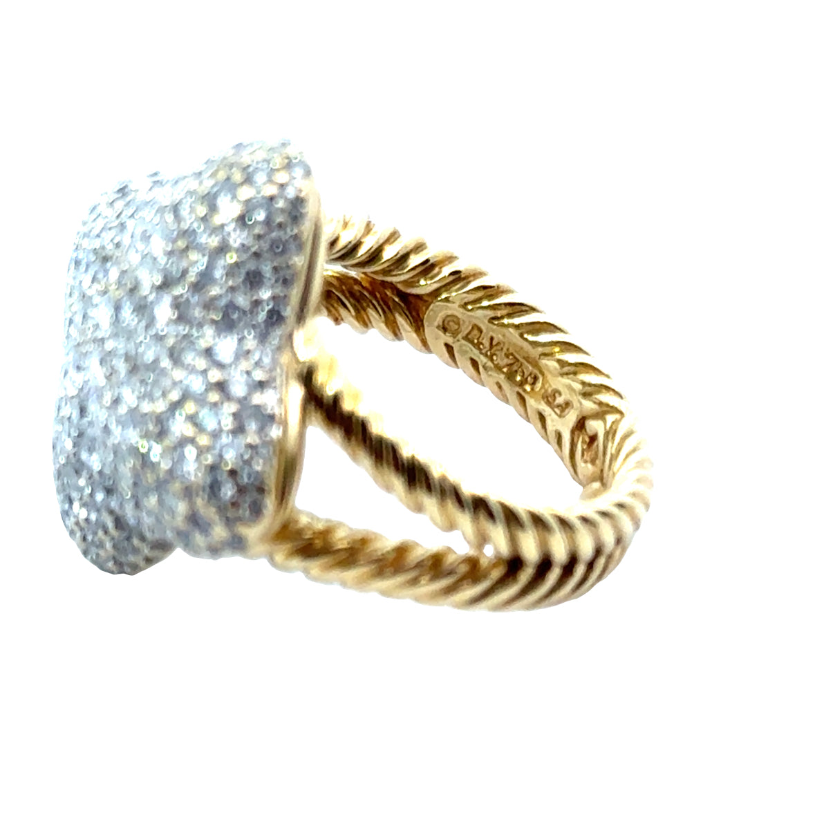 David Yurman 18K Gold Pavé Diamond Ring – Quatrefoil Design