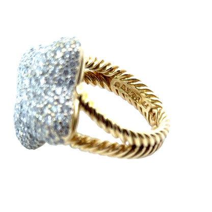 David Yurman 18K Gold Pavé Diamond Ring – Quatrefoil Design