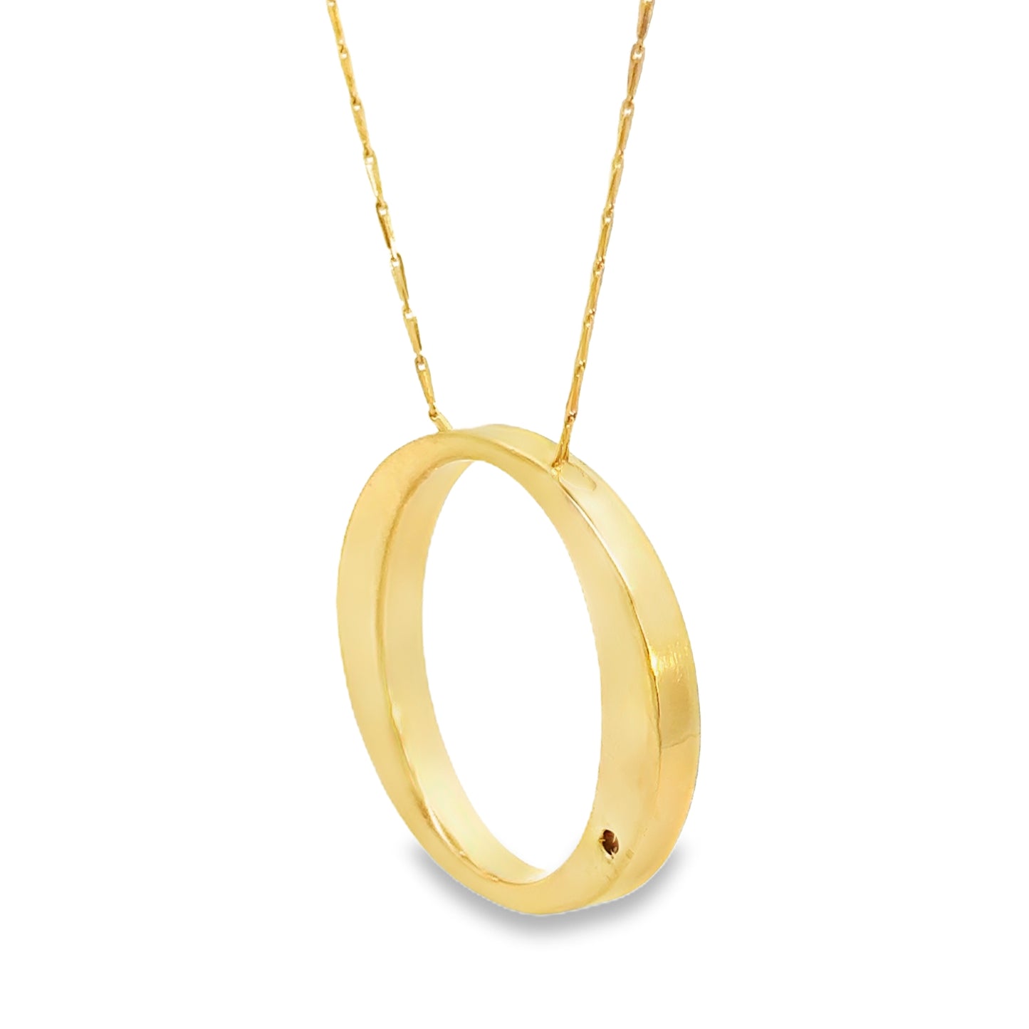 Roberto Coin 18K Yellow Gold Open Circle Pendant with Signature Ruby