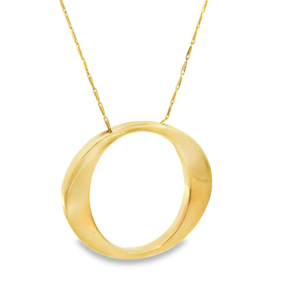 Roberto Coin 18K Yellow Gold Open Circle Pendant with Signature Ruby