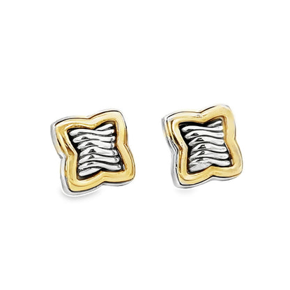 David Yurman Quatrefoil 18K Yellow Gold & Silver Earrings