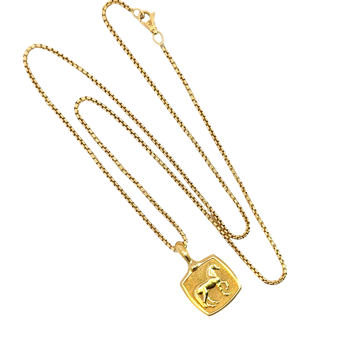 David Yurman 18K Yellow Gold Horse Medallion Pendant & 22” Chain