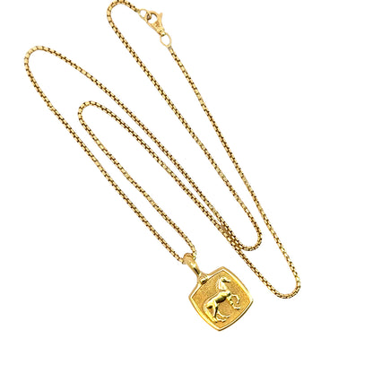 David Yurman 18K Yellow Gold Horse Medallion Pendant & 22” Chain
