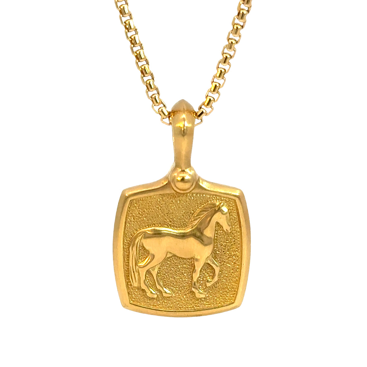 David Yurman 18K Yellow Gold Horse Medallion Pendant & 22” Chain