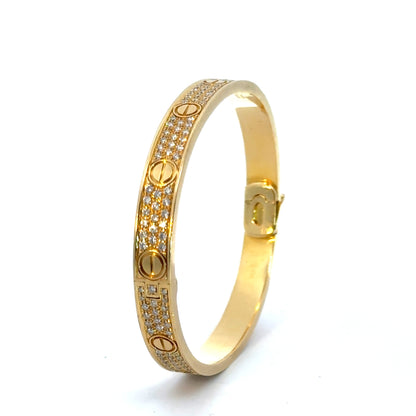 Cartier Love Bracelet 18K Yellow Gold & Pave Diamonds