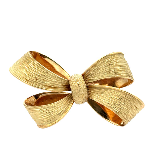 Estate Tiffany & Co. 18K Yellow Gold Ribbon Bow Brooch