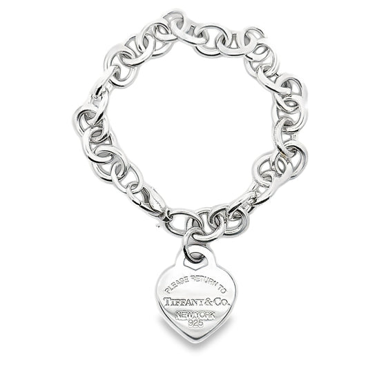 Tiffany & Co. Sterling Silver “Return to Tiffany” Heart Tag Charm Bracelet