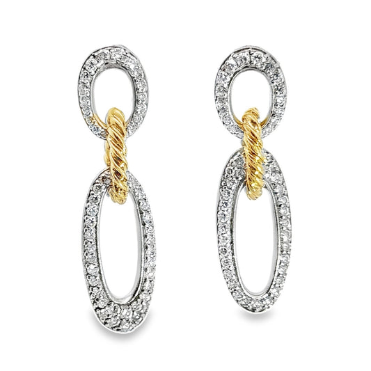 David Yurman 18K Gold & Silver Figaro Oval Drop Earrings